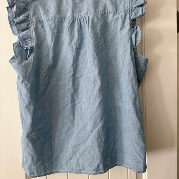NWT J Crew Ruffle Sleeveless Vista Blue Wash  top SZ XL - Picture 2 of 8